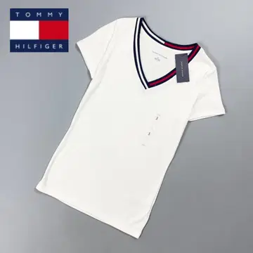 새상품 타미힐피거 반팔 V넥 T셔츠 화이트 사이즈 S*GD137