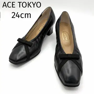 [ 새상품급 ] ACE TOKYO 에이스 펌프스 리본 가죽 블랙