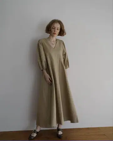 MARQUE 린넨 롱 원피스 베이지 나카무라 미카