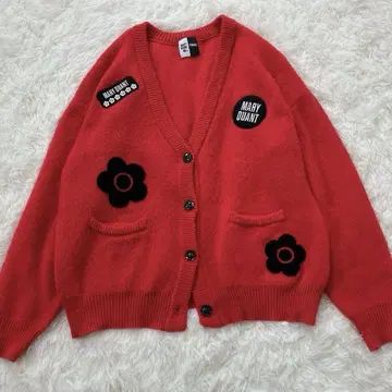 인기 MARY QUANT x PUBLUX 콜라보 니트 가디건 레드