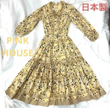 새상품급 [PINK HOUSE] 프릴 롱 원피스 딸기 무늬