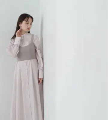 니트 뷔스티에 세트 셔츠 원피스 S 핑크 내추럴 뷰티 베이직