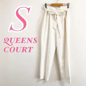 QUEENS COURT 화이트 슬랙스 팬츠 S 오피스 단정함