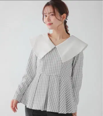 Fitmore 빅 칼라 깅엄 체크 상의