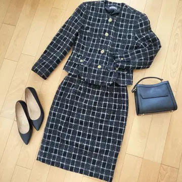 2세트 LaVieenRose 셋업 포멀 체크 트위드