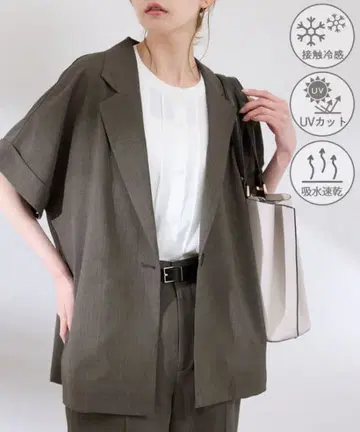 기능적 온오프 사용 가능한 시어 하프 슬리브 자켓