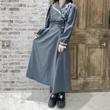 ROJITA 배색 테일러드 롱 원피스