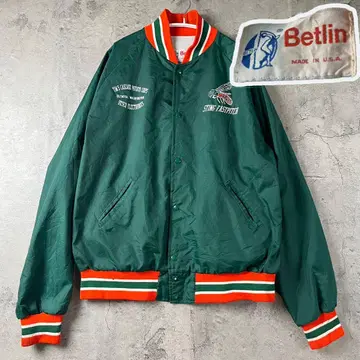 80s~90s USA제 나일론 바시티 자켓 기업 로고 라이트 아우터