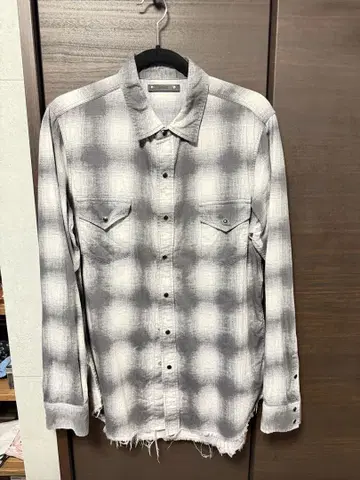 마인 데님 옴브레 체크 무늬 긴팔 셔츠 사이즈 3