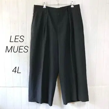LES MUES 와이드 팬츠 블랙 4L 상당 무지 빅 사이즈