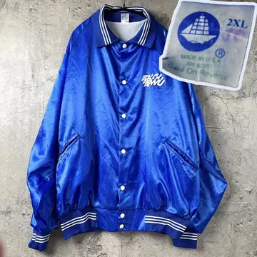 80s~90s USA제 나일론 바시티 자켓 기업 로고 라이트 아우터