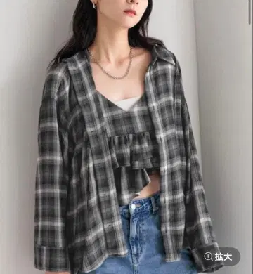 옴브레 체크 셔츠 로리즈팜 미사용 새상품 이번 시즌 신상