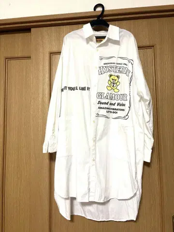 HYSTERIC GLAMOUR 베어 화이트 롱 셔츠 긴팔