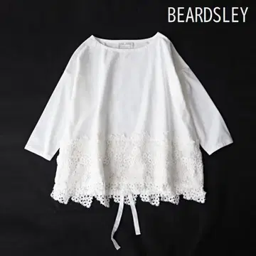 BEARDSLEY 비어즐리 밑단 레이스 블라우스 티셔츠 풀오버 화이트