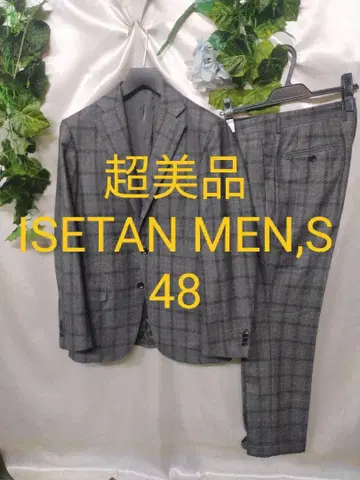 컨디션 최상 이세탄 남성용 단추 3개 수트 48 L 그레이 윈드펜 체크