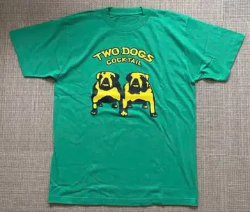 90s TWO DOGS COCKTAIL 티셔츠 그린 불독