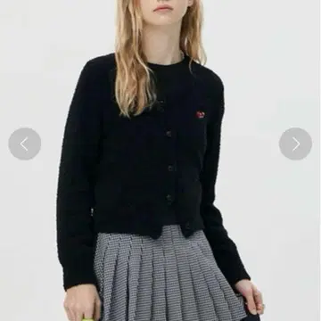 키르시 스몰 체리 크롭 가디건 블랙