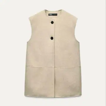 ZARA M 사이즈 롱 소프트 베스트 울 라이크