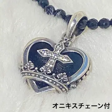 저스틴 데이비스 블랙 하트 펜던트 오닉스 체인 포함