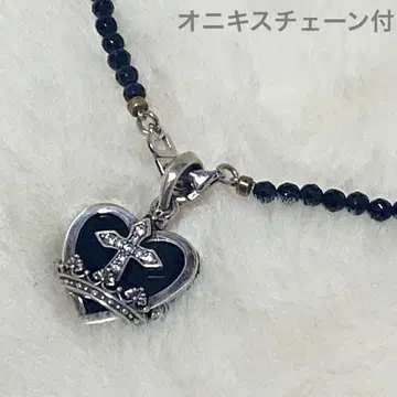 저스틴 데이비스 블랙 하트 펜던트 오닉스 체인 포함