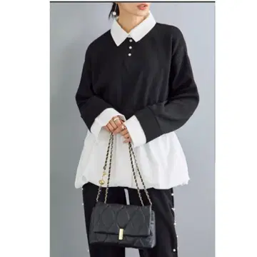 벌룬 헴 도킹 니트 풀오버 블랙 frene 프라네