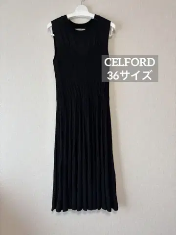 셀포드 [ CELFORD ] 블랙 슬리브리스 플리츠 니트 원피스
