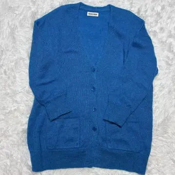 새상품급 뮤베일워크 롱 가디건 울 혼방 블루 40 빅