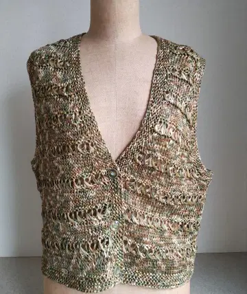 오리지널 미야비 베스트 모스그린 계열 썸머 니트 크로쉐 손뜨개질