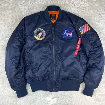 BRAVO MA-1 자켓 NASA 와펜 나일론 블랙 L