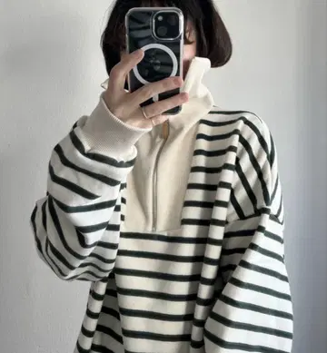 wee9s 보더 하프 지퍼 맨투맨