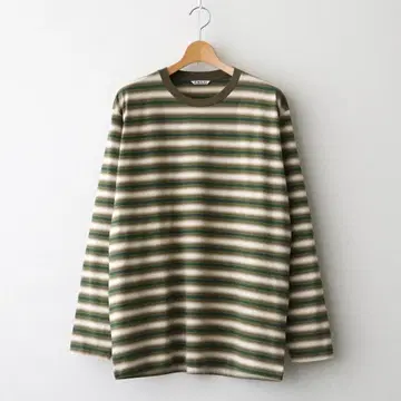 AURALEE GRADIENT STRIPE JERSEY TEE 5 브라운
