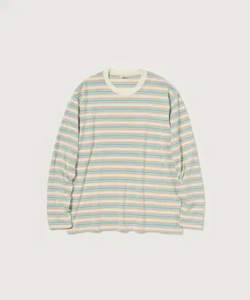 AURALEE GRADIENT STRIPE JERSEY L/S TEE 5
