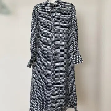 COS 네이비와 화이트의 기하학 패턴 셔츠 원피스 L 사이즈