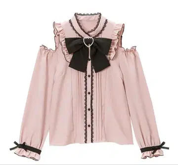 Dear My Love 하트 버클 리본 오프숄더 블라우스