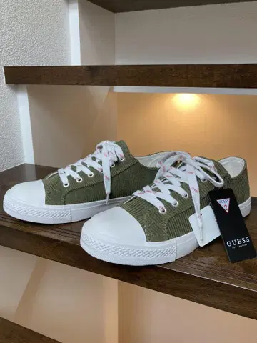 GUESS 게스 코듀로이 스니커즈 신발 올리브 그린