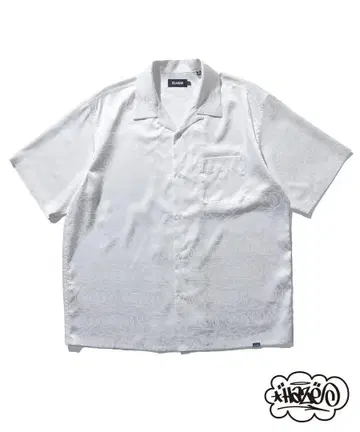 XLARGE 화이트 하와이안 셔츠 반팔 새틴풍