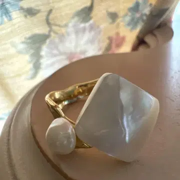 모던 비대칭 반지 쉘 펄 가공 펄 반지 액세서리