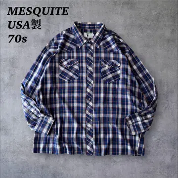 70s 미국제 MESQUITE 빈티지 웨스턴 셔츠 퍼플 체크
