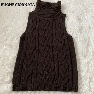 새상품급! BUONE GIORNATA 베스트 다크 브라운 터틀 니트 M
