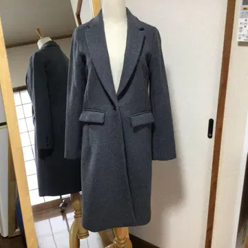 그레이 체스터 코트 울 혼방