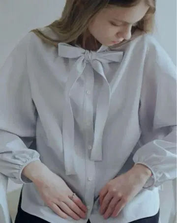 ohga 보타이 블라우스 셔츠