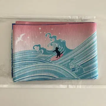 파도와 고양이의 서핑 디자인 반폭 오비