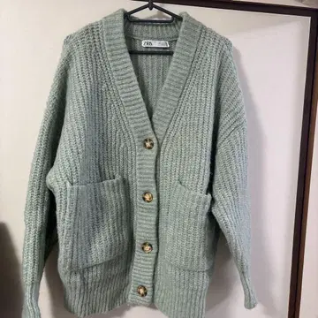 ZARA 민트 그린 니트 가디건 S