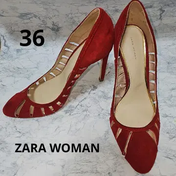 새상품급 ZARA WOMAN 레드 스웨이드 하이힐