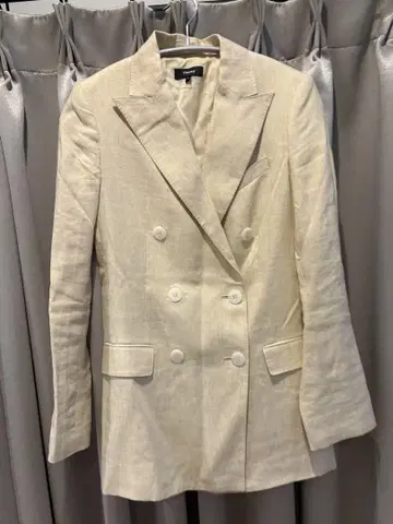 Theory 더블 브레스트 테일러드 자켓 베이지 린넨 100%