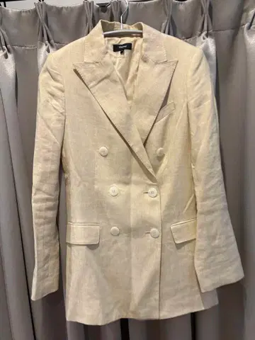 Theory 더블 브레스트 테일러드 자켓 베이지 린넨 100%