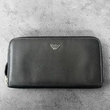 EMPORIO ARMANI 이글 로고 가죽 라운드 지퍼 장지갑