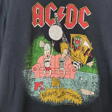 AC/DC 밴드 롱티 비비스 앤 버트 헤드 90's 구제 의류