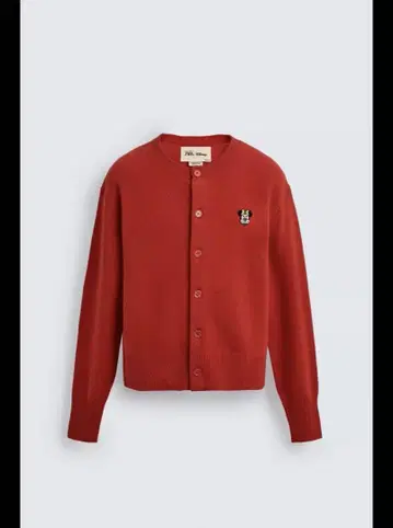 ZARA 미키 자수 레드 가디건