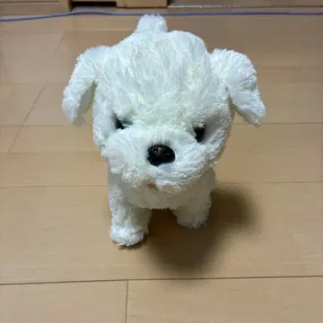 화이트 강아지 봉제 인형 약 30cm 짖거나 노래하거나 전진도 합니다